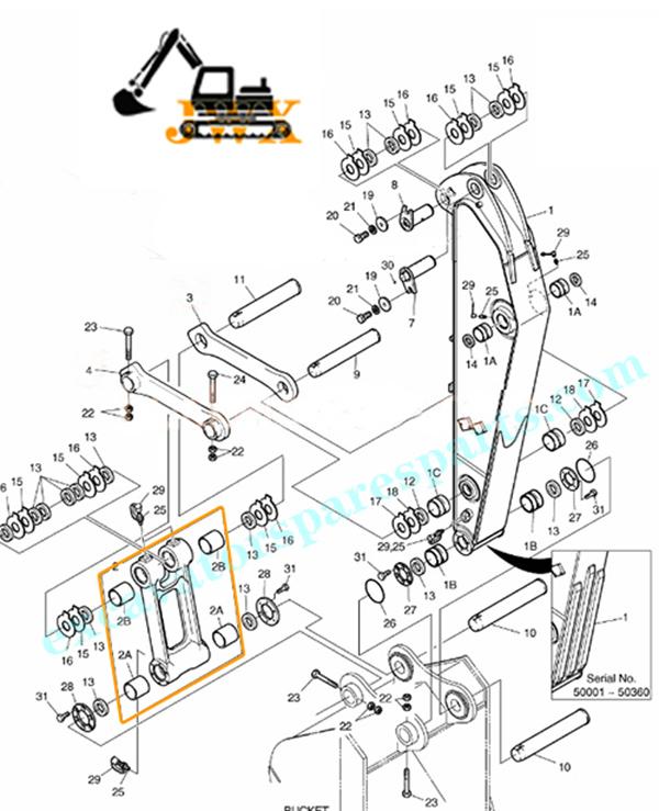 15500025B Doosan Excavator Bucket Link Digger Parts DH55 DH60
